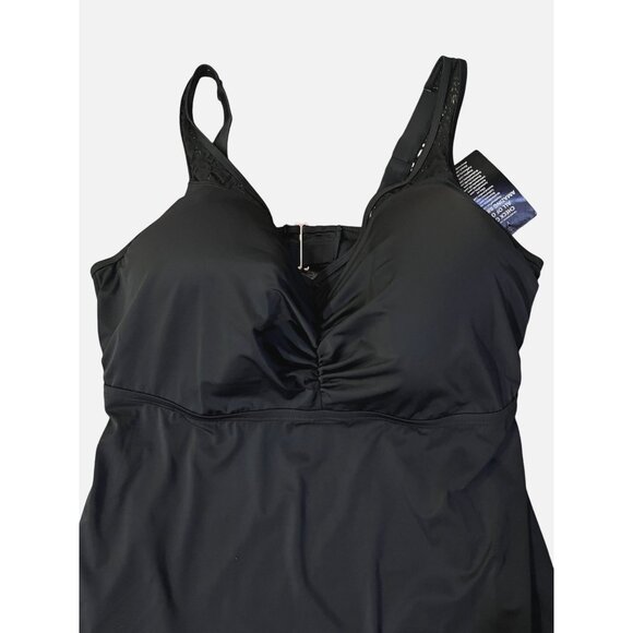 Swimsuits for All Tankini Top Womens 44F NEW Black Crochet Underwire - Picture 11 of 16